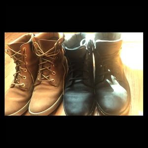A pair Of Timberlands and Doc Martens